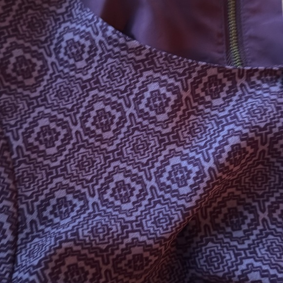 PrAna Black/Plum print crew neck long sleeve crewneck lined crepe midi shift NWT - Picture 7 of 8